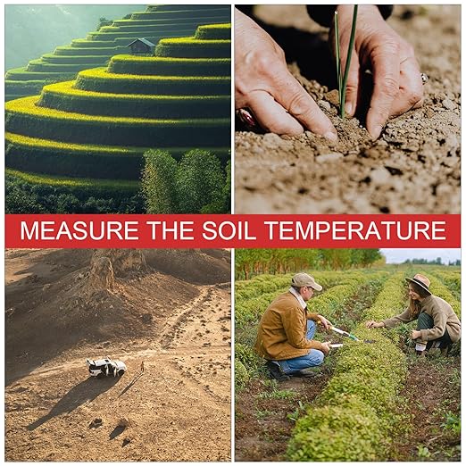 Soil Thermometer Tool Stainless Steel Probe Accurate Temperature Detector for Gardening Measuring Instrument for Compost and Soil Temperature