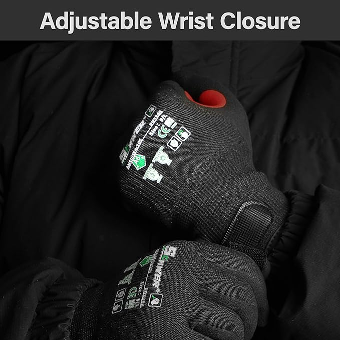 Schwer FreezeGuard Winter Work Gloves for Men and Women, ANSI A6 Cut Resistant Gloves With Super Grip, Freezer Glove for Work, Touchscreen, Thermal Insulated, PR3388, Black Knight (M, 2 Pairs)