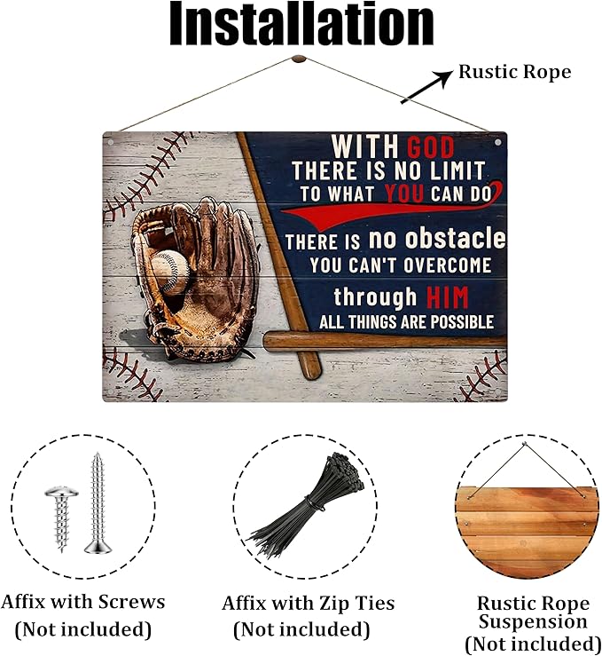 Metal Sign Motivational Wall Baseball Decor-Baseball Posters for Boys Bedroom,Baseball Gifts for Boy 8-12,Inspirational Boys Men Room Posters (8x12inch)
