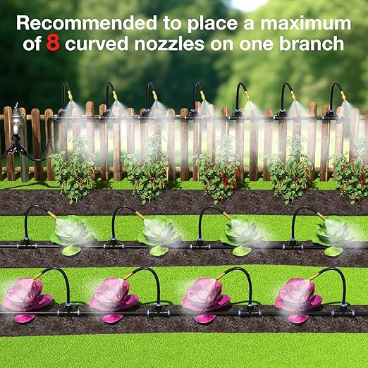 MIXC 2026-Upgrade Drip Irrigation System, No 1/4 Pipe, only 6pcs Adjustable Copper Nobbles and 6pcs Quick Connectors