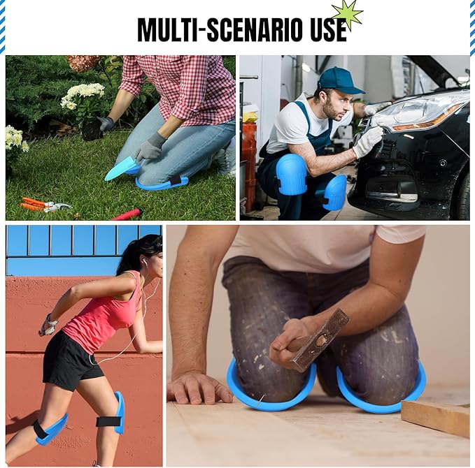 Gardening Knee Pads for Women and Men Lightweight Waterproof Foam Knee Pads for Gardening and Housework with Adjustable Hook'n'Loop Straps(Blue)