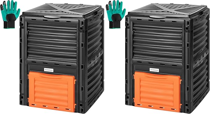 VIVOSUN Compost Bin 80Gallon (300L), Outdoor Composter W/Large Capacity & Easy Assembling, Compost Barrel for Fast Creation of Fertile Soil (Pack of 2)