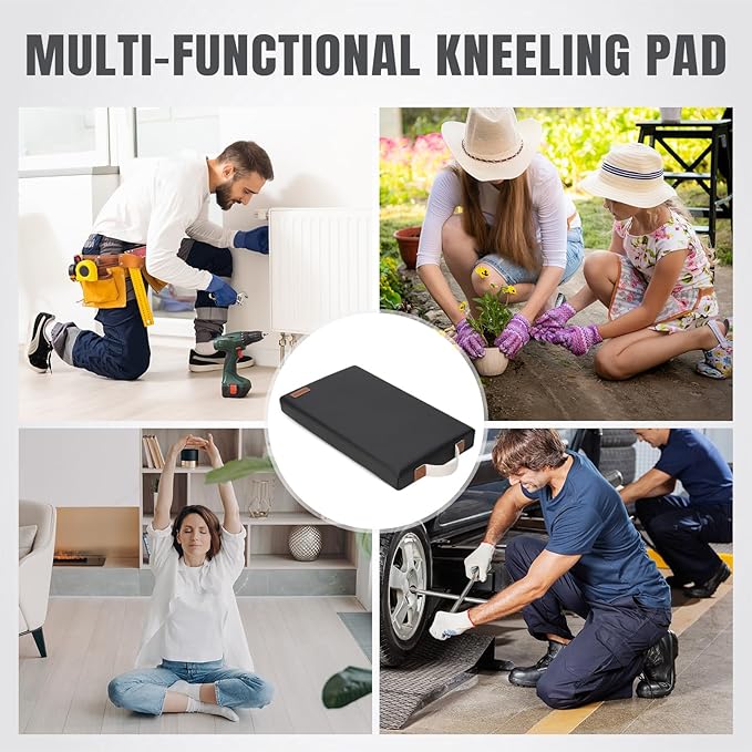 HappyPicnic Waterproof Garden Kneeling Pad - 2" Thick Soft Foam Kneeling Mat for Gardeners with Handle & Removable Cover, Knee Support for Bathing, Black