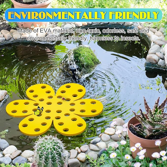 Chunful 6 Pack Bee Watering Station 6.3 Inches Floating Bee Watering Station for Garden Butterfly Feeders for Outside Garden Decoration Thirsty Pollinators(Yellow)