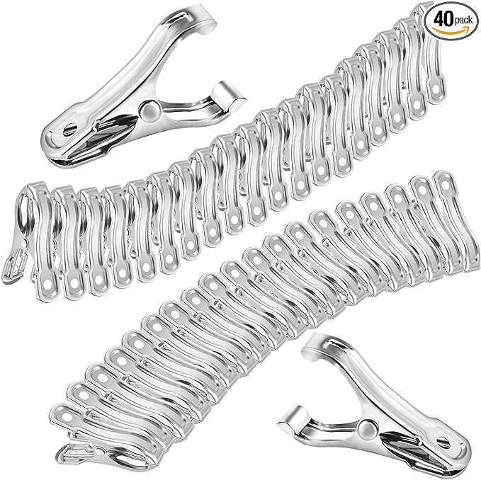 40 PCS Garden Clips, Greenhouse Clamps Made of Stainless Steel, Greenhouse Clips for Netting, Have a Strong Grip to Hold Down the Shade Cloth or Plant Cover on Garden Hoops