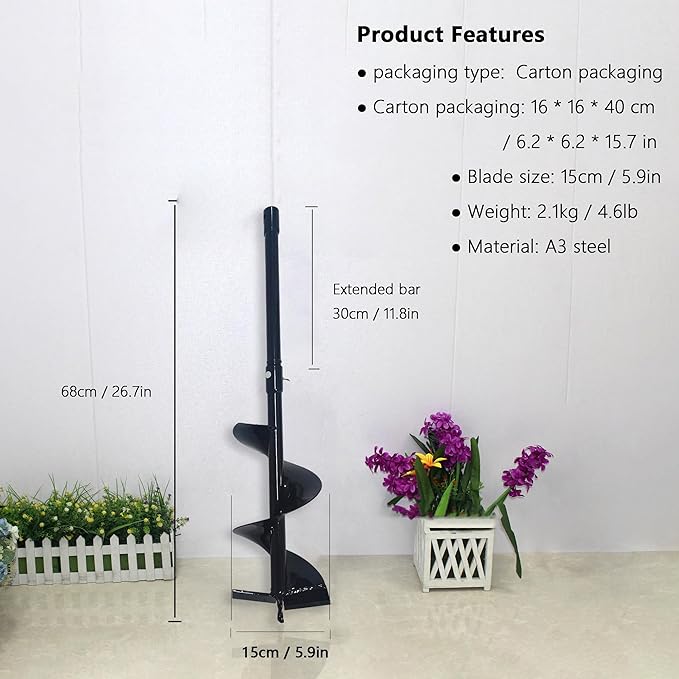 Compost Stirring Tool, Compost Turning Bar 26.7in,Compost Turner and Mixing Tool for Outdoor Compost Tumbler Bins, Mixer Attachment with Adapter, Suitable for a Variety of Mixers, Black