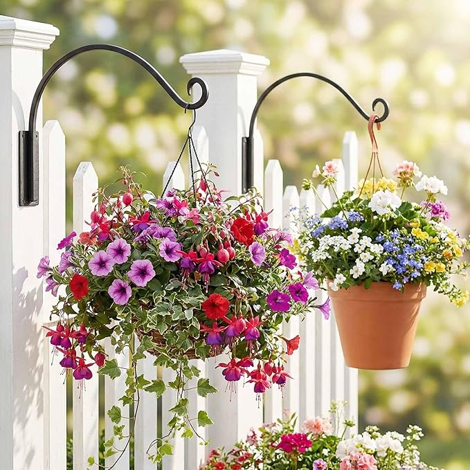 Heavy Duty Plant Hanger Bracket: 2 Packs 16 Inch Metal Hanging Plant Bracket, 80lbs Weight Capacity - Hanging Plant Wall Hooks for Bird Feeder, Wind Chimes, Flower Baskets, Indoor Outdoor