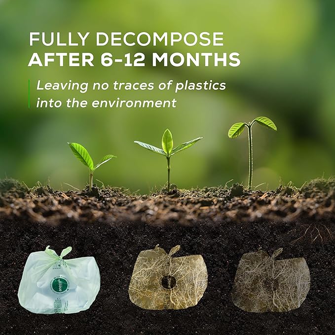 ANECO 100% Compostable Food Waste Bags 1.6 Gallon With Handles (30 Count), Small Compost Bags for Countertop Bin, OK Compost HOME & BPI Certified Compostable Kitchen Food Waste Bags