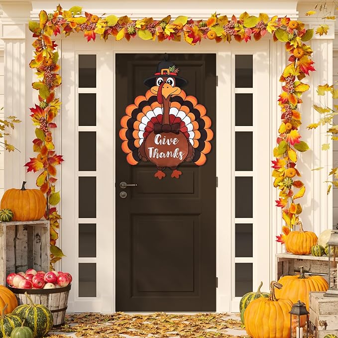 Thanksgiving Garden Flag Outdoor Decorations for Outside Double-Sided Printed, Large Fall Turkey Winter Autumn Yard Flags House Banner Yard Sign Seasonal Decoration
