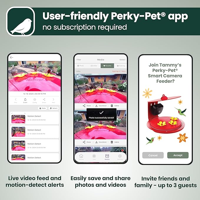 Perky-Pet Smart Bird Feeder with Camera for Hummingbirds - 20 oz Nectar Capacity, Motion Activated 1080p HD, WIi Fi, Camera Feeder Gift Idea