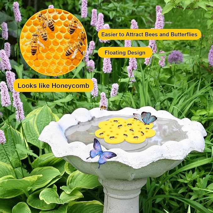 5 Pack Floating Bee Island, 6.5 Inch EVA Flower Shape Bee Watering Station, Bee Bath Bee Drinking Station Waterer & Butterfly Water Stations Butterfly Feeders for Outdoors Thirsty Pollinators Feeding