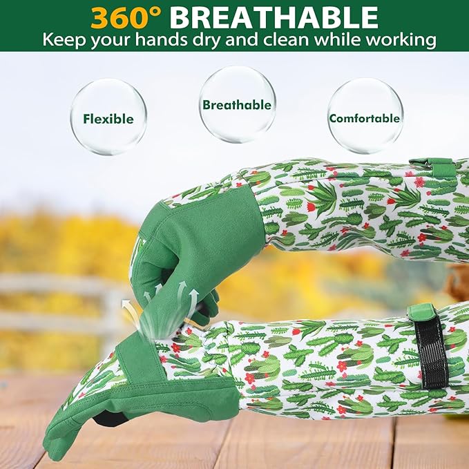 Trifabricy Gardening Gloves for Women - Long Garden Gloves with Grip Breathable, Thorn-Proof Puncture-Resistant Work Gloves