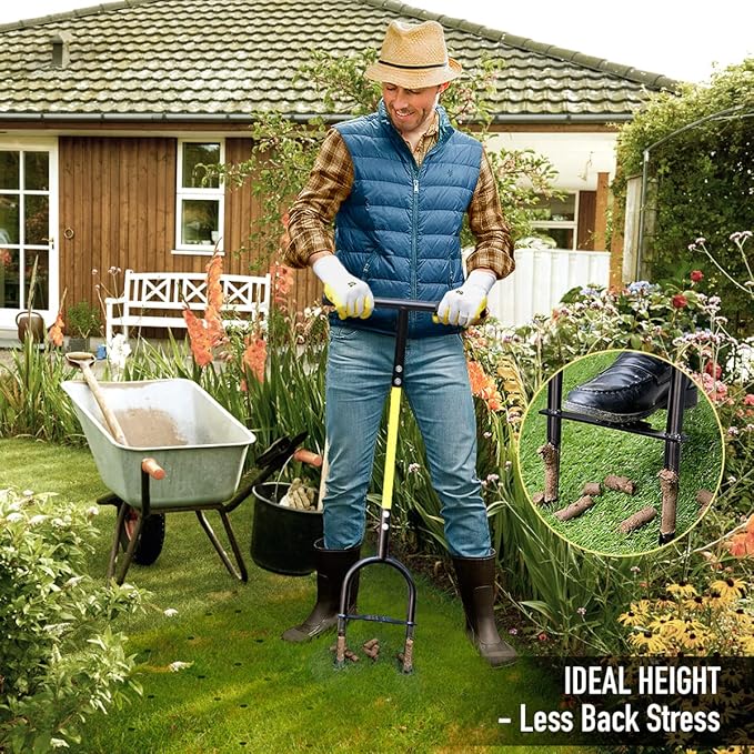Jardineer Manual Core Aerator Lawn Tool, 38 inch Lawn Coring Aerator, Sturdy Core Aerator with Steel Construction, Grass Plugger Tool for Loosening Soil & Yard Lawn Care