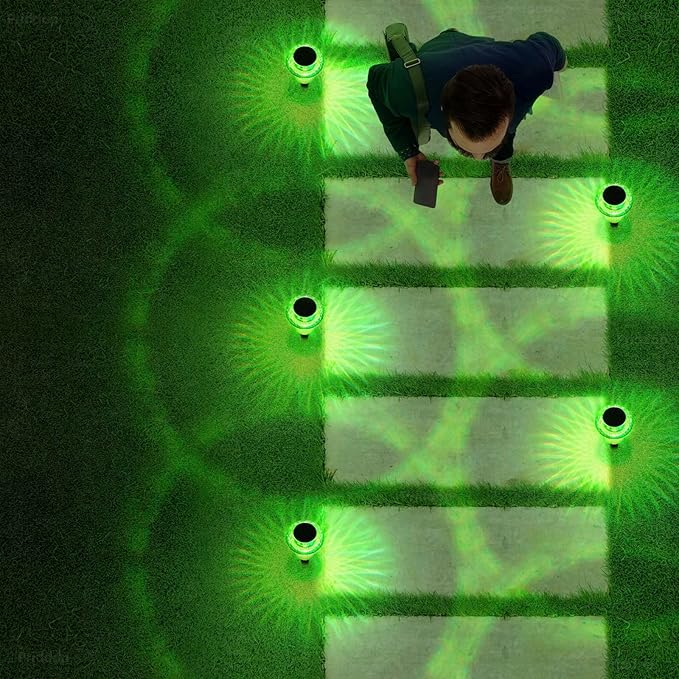Solar Lights Outdoor Pathway Waterproof 8 Pack Green LED Green Stake Acrylic Mushroom Decorative Garden Lights for Yard Landscape Patio Outside Decorations