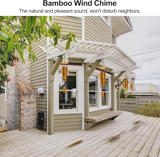 Wind Chimes for Outside, Sympathy Wind Chimes Bamboo Windchimes Outdoors with Natural Sounds, Gifts for Mom, Indoor Outdoor Decorations for Patio Porch Garden and Backyard