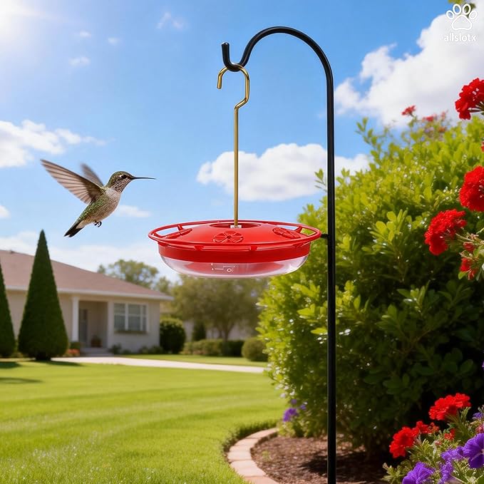 Hummingbird Feeders for Outdoors Hanging (2 Pack), 5 Feeding Ports 16 oz Plastic Hummingbird Feeder, Bee-Proof Leak-Proof No Drip, Easy to Clean with Cleaning Brushes