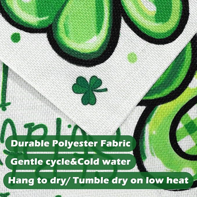 Nanafast Happy St. Patrick's Day Garden Flag Double Sided 12x18 Inch Shamrock Clover Garden Flags for Outside Yard Decoration