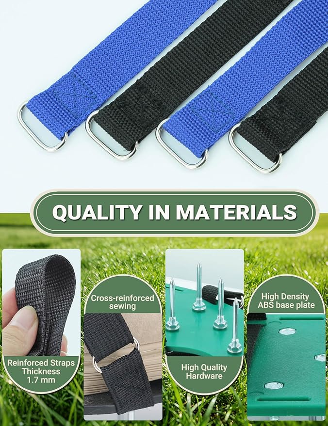 Lawn Aerator Shoes with Dual Straps on Instep for Effectively Aerating Lawn Soil, Aerator Lawn Tool One Size Fits All Pre-Assembled Heavy Duty Spiked Sandals for Patio Garden Grass Green