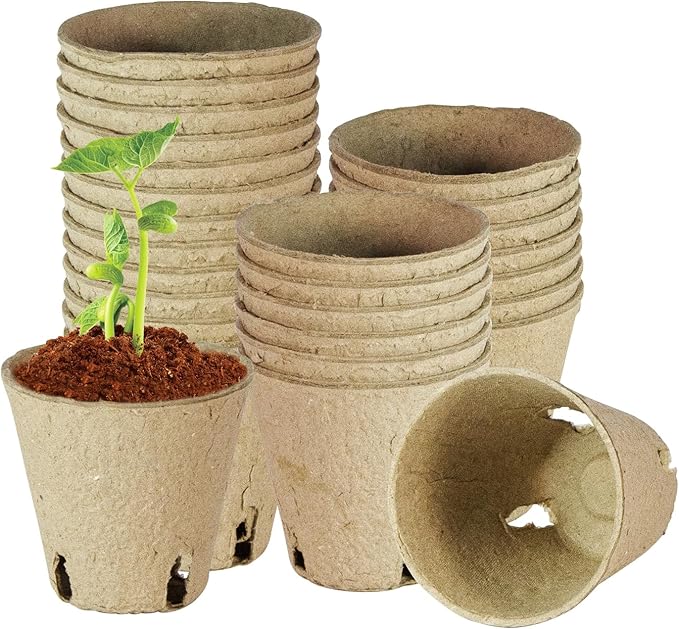 Peat Pots, Biodegradable Pots for Seedlings with Drain Holes, Garden Plant Nursery Pots for Plants, Vegetables,Fruits and Herb (26)