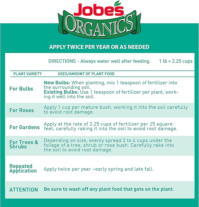 Jobe's Organics Granular Bone Meal Fertilizer, Strong Root Development for Bulbs, Tomatoes, Roses, and Other Flowering Plants, 4 lbs Bag
