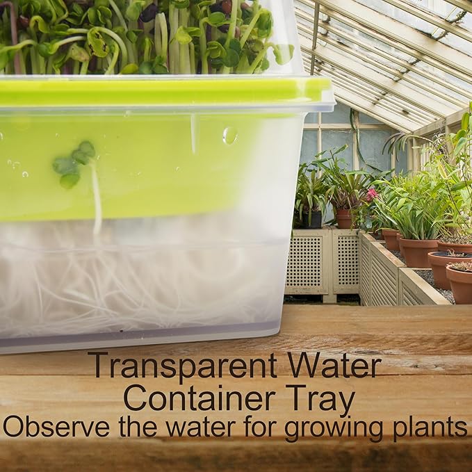 Microgreen Growing Trays, 5" x 5" Sprouting Tray with Humidity Dome, 1.2 mm Small Mesh Holes, BPA Free, Sprouter Kit for Growing Mirco Seeds, Like Broccoli, Alfalfa, Radish, Clover - 6 Pack | Clear