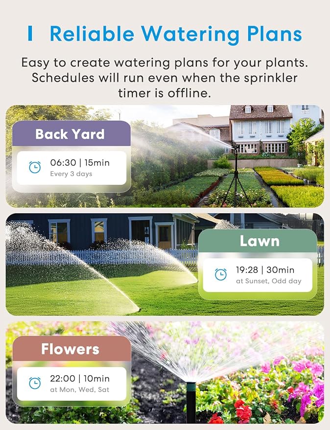 meross WiFi Water Hose Timer, Smart Sprinkler Timer with Brass Inlet & Outet, Work with Apple Homekit, Alexa & Google Assistant, Water Valve for Lawn, Garden, Yard and Pool, MSH400/MSH450 Hub Required
