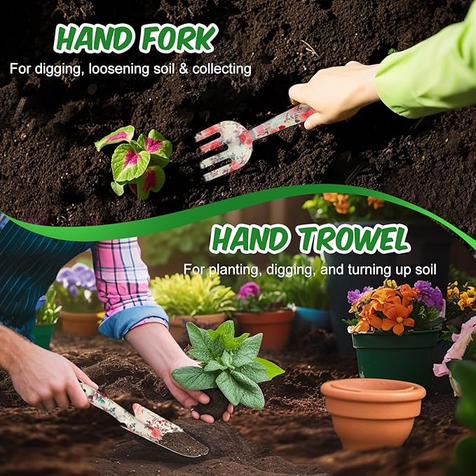 Gardening Gifts for Women, Gardening Supplies Garden Tools with Hand Fork Trowel Gloves Apron, for Mom Women Grandma, Valentine's Day for Her, Christmas Birthday Present