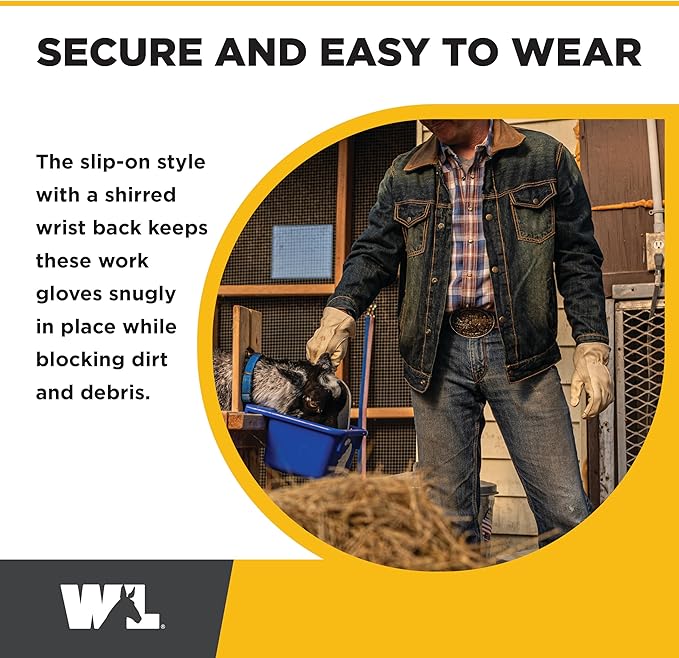 Wells Lamont Leather Work Gloves for Men – Grain Cowhide, Reinforced Palm – Ideal for Construction, Farming, Ranching – Ergonomic Fit, Keystone Thumb, Elasticized Wrist – Beige, Small (1130S)