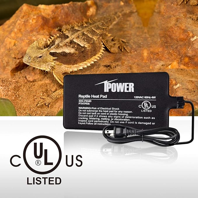 iPower Reptile Heat Pad 4W Under Tank Terrarium Warmer Heating Mat for Turtles Lizards Frogs and Other Small Animals, 4x7 Inch
