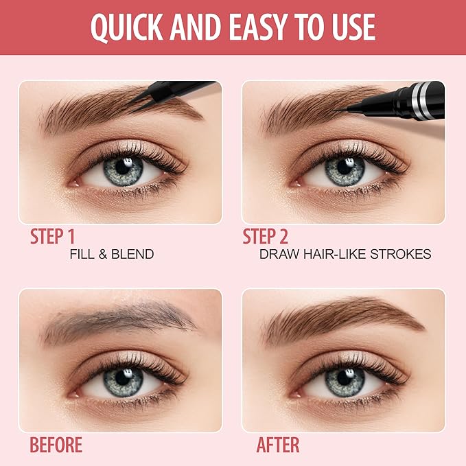 Eyebrow Pencil, 2-in-1 Waterproof Eyebrow Pen, with 2 Tip Microblading Eyebrow Pencil and Ultra-Precise Brow Pencil, with Eyebrow Brush, Eyebrow Pencils for Women, Natural Hair-Like Brows - Blonde