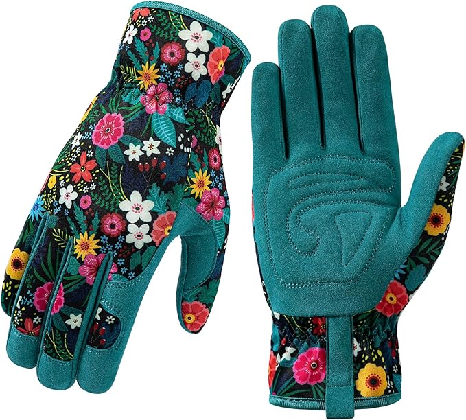 Trifabricy Gardening Gloves for Women, Breathable Leather Garden Gloves with Grip, Thorn-Proof Puncture-Resistant Work Gloves