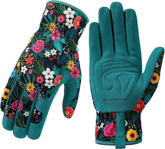 Trifabricy Gardening Gloves for Women, Breathable Leather Garden Gloves with Grip, Thorn-Proof Puncture-Resistant Work Gloves