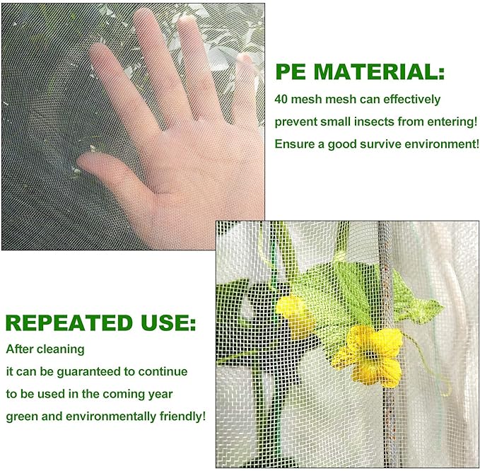 Bird Barrier Netting Mesh, Garden Netting with Zipper and Drawcord, 7.9 FT Long, 5.9 FT Wide, Plant Protection Net for Protect Plant Fruit Flower from Insect Bird