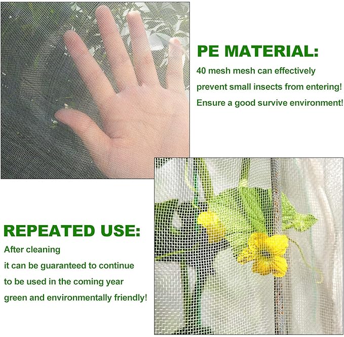 4Pcs Bird Netting for Garden Protection, Garden Netting Pest Barrier with Drawstring, Mosquito Net Tomato Protective Cover, Garden Plant Netting for Cicadas Vegetables Blueberry 4.6 x 3.5 FT