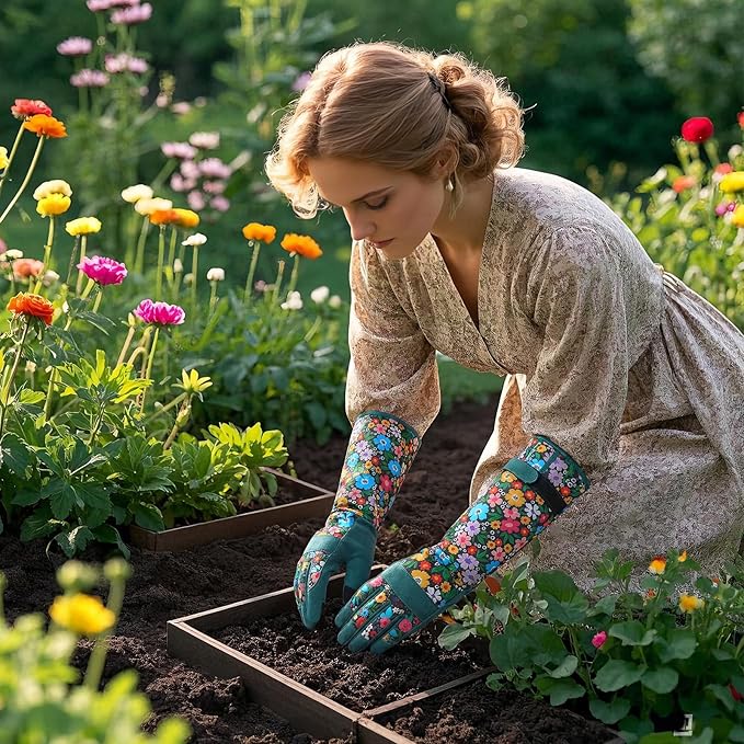Trifabricy Gardening Gloves for Women - Long Garden Gloves with Grip Breathable, Thorn-Proof Puncture-Resistant Work Gloves