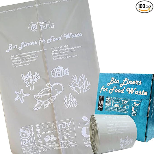 Compostable Trash Bags 4 Gallon, Small Compost Bags for Countertop Bin and Kitchen Food Scrap Waste, US BPI ASTM D6400 Certified, Extra Strong and Leakproof, Unscented, 100 Count