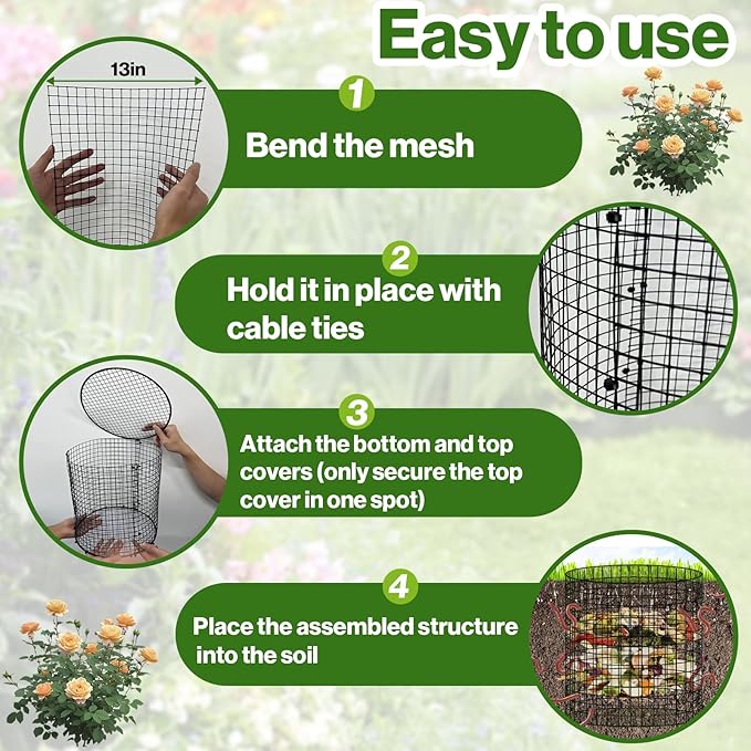 3 Pcs Detachable Worm Farm Compost Bins for Garden, Underground Worm Farms for Recycling Kitchen Food Waste(11.8x12.2 Inch)