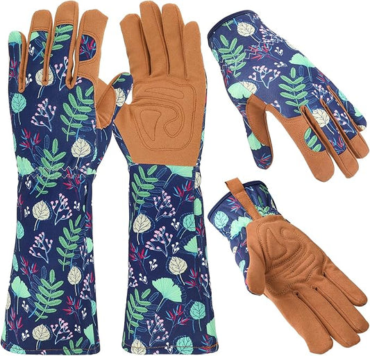 2 Pairs Gardening Gloves Thorn Proof for Women, Long And Short Leather Gardening Gloves for Rose Pruning Yard Work