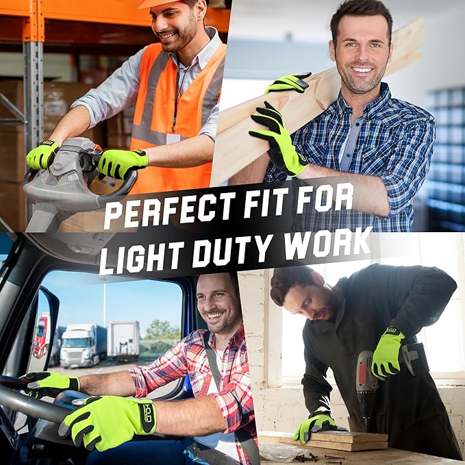 HANDLANDY Work Gloves for Men & Women, Utility Mechanic Working Gloves Touch Screen, Flexible Gardening Gloves for Yard
