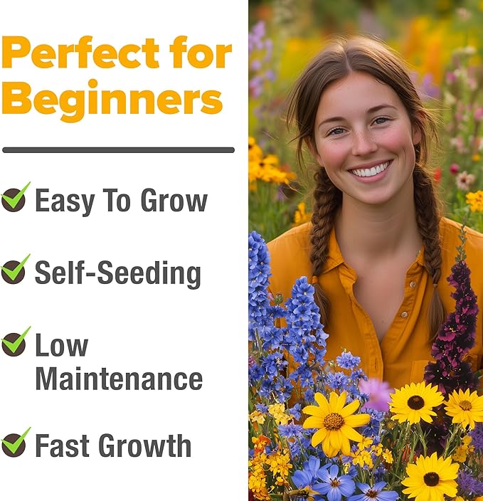 HOME GROWN 32,500+ Midwest Wildflower Seeds 2oz 15 Varieties – Annual & Perennial Flower Seeds for Attracting Bees & Butterflies – Open Pollinated