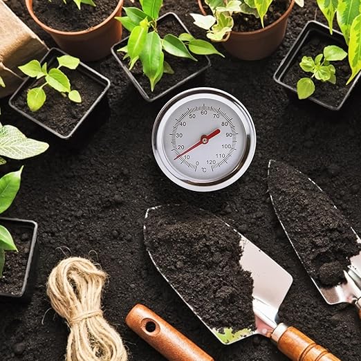 Gardening Soil Thermometer – Compost Temperature Gauge, Stainless Steel Probe, Long Lasting Accurate Measuring Tool | Long Thermometer for Garden Soil, Compost Bin, Greenhouse, Outdoor Plant Care