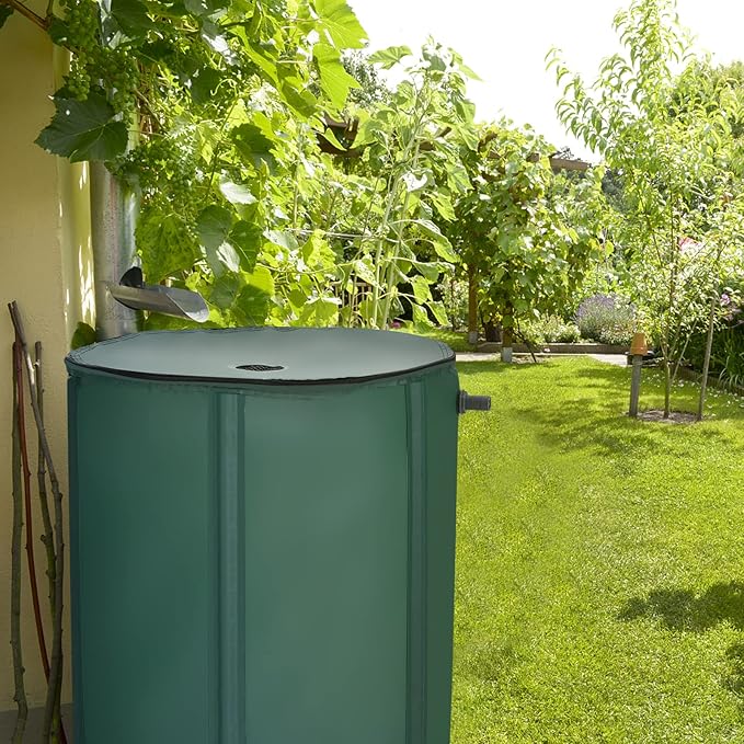 Happygrill 60 Gallon Collapsible Rain Barrel, PVC Rain Water Collection Barrel with Spigot Water Storage Container & Top Mesh, Portable Rain Barrels to Collect Rainwater from Gutter for Garden Lawn