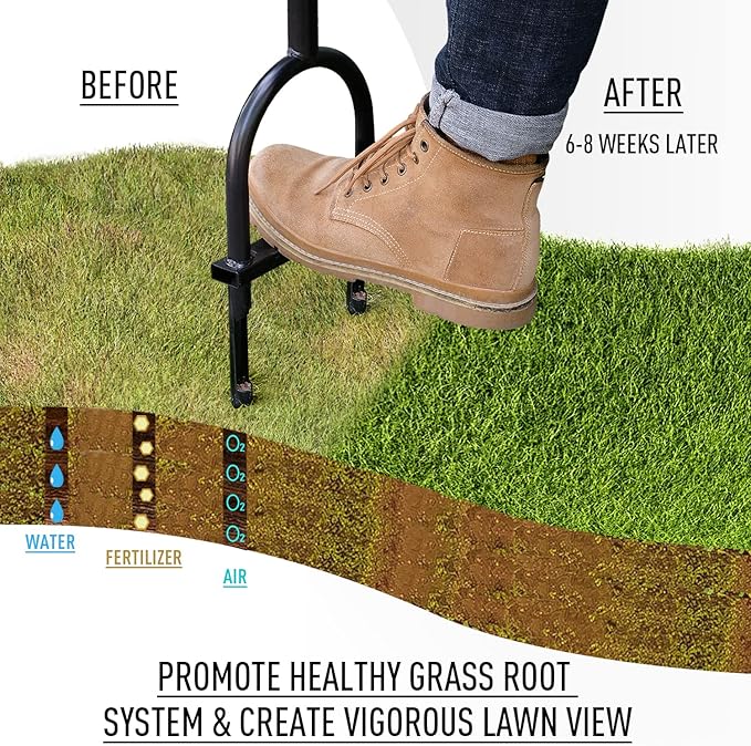 Jardineer Manual Core Aerator Lawn Tool, 38 inch Lawn Coring Aerator, Sturdy Core Aerator with Steel Construction, Grass Plugger Tool for Loosening Soil & Yard Lawn Care