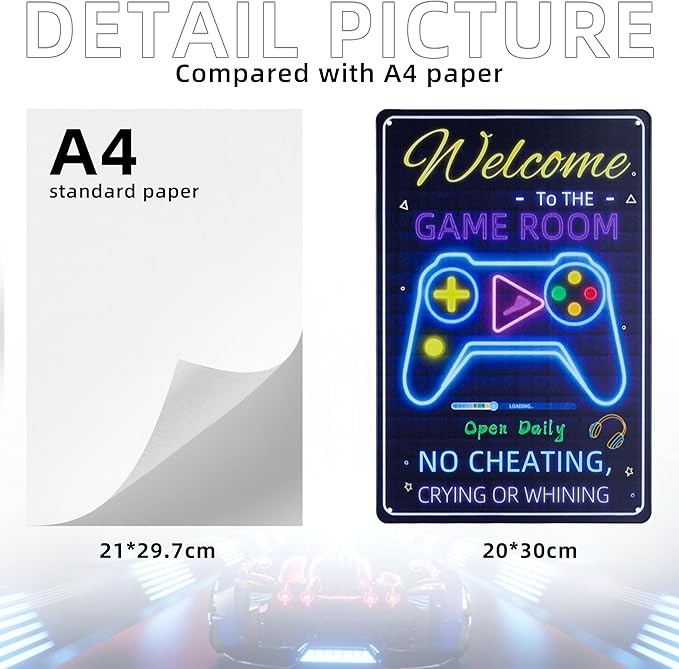 WELCOME TO THE GAME ROOM Sign Decorative Signs Chic Metal Signs for Indoor Game Hall Room Wall Gifts for Boys and Teens Cool Gaming Decor and Accessories (Color08)