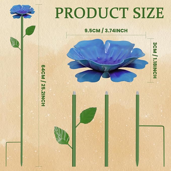 4 Pack Bee Watering Station for Garden with Beautiful Flower Design, Bee Feeders and Butterfly Feeders Combo, Outdoor Bee Baths and Bee Waterer, Gardening Essentials, Garden Decor for Outside
