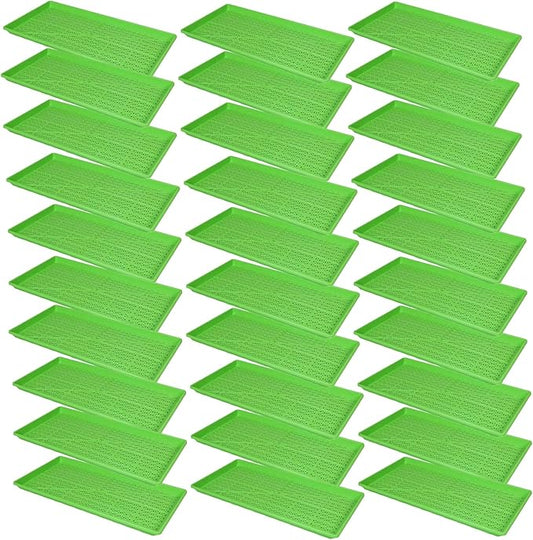 SUNPACK 10" x 20" Heavy Duty Mesh Plastic Seed Starting Tray, Green, 1" (Pack of 30) - Ensures Water Drainage and Aeration, Perfect for Greenhouses or Indoor Gardening