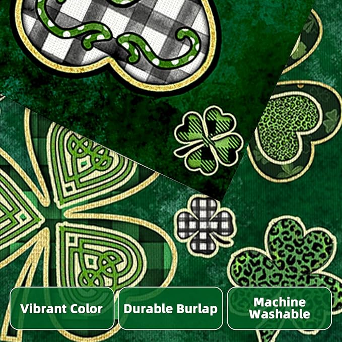 St Patricks Day House Flags for Outdoor Decoration, Irish Celtic Shamrocks Large Yard Flag,Seasonal Spring Decorative Decor for Holiday Anniversary Celebration Outside 28x40 Inch Double Sided