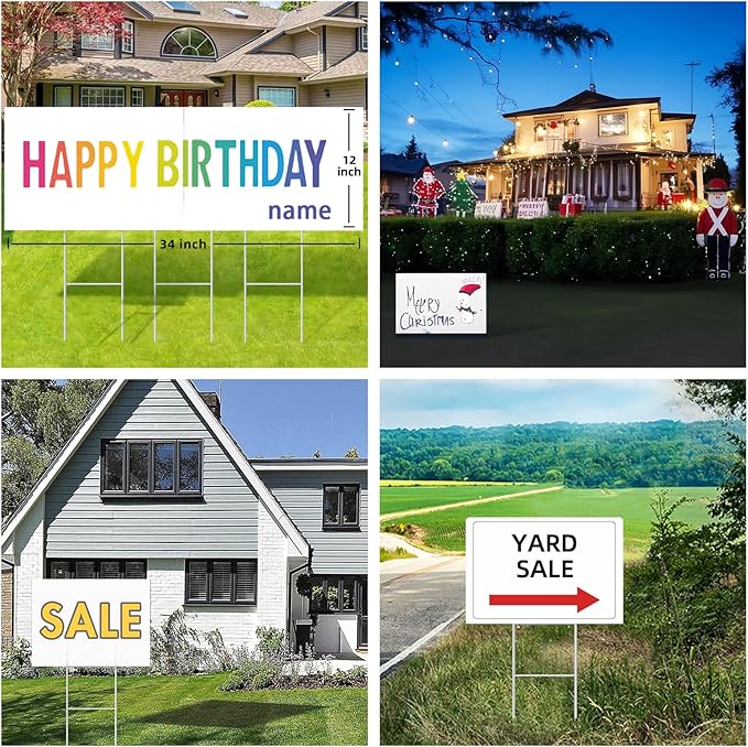 Blank Yard Signs with Stakes, GRS Certified 2 Pack 17x12 Inches Corrugated Plastic Lawn Signs Sheets, Double Sided Custom Sign for Home Front Door Outdoor, for Sale, Garage Sale, Yard Sale