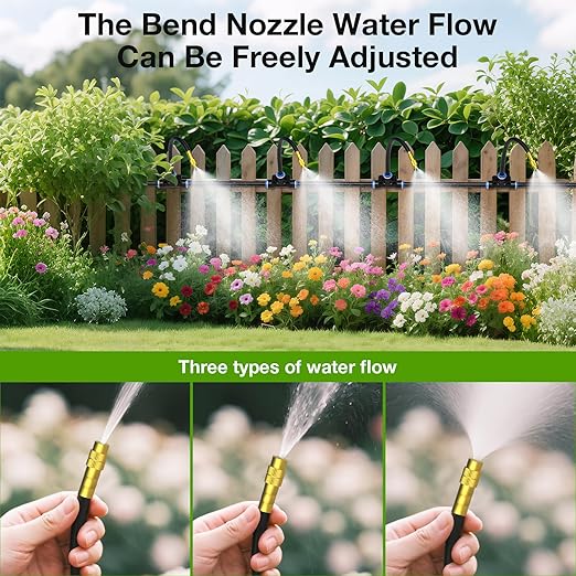 MIXC 2026-Upgrade Drip Irrigation System, No 1/4 Pipe, only 12pcs Adjustable Copper Nobbles and Quick Connectors