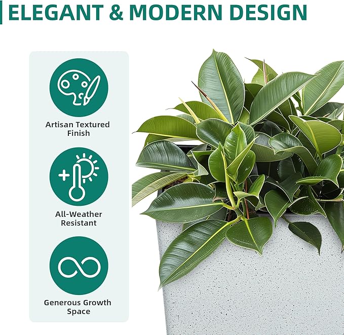 28" Tall Planters for Outdoor Plants, Extra-Large White Flower Pots for Blaconl, Porch, Living Room Corner, Garden, Patio, Deck Decor